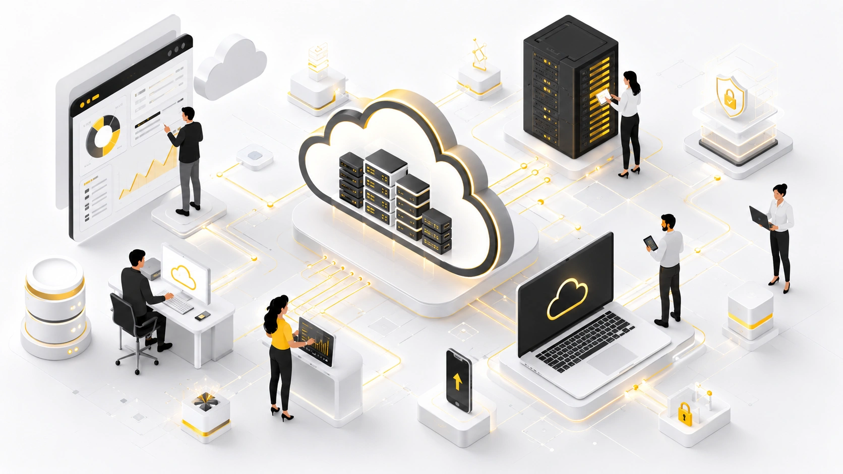 Isometric cloud solutions network for business data systems