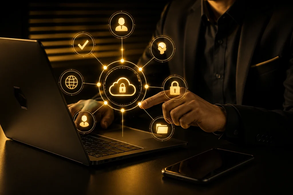 Cloud security solutions securing business data, users, and cloud applications