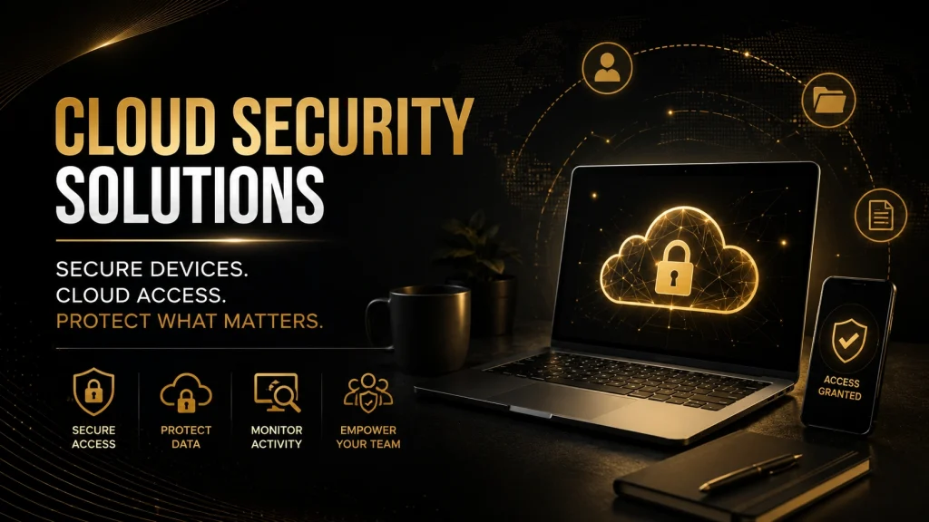 Cloud security solutions protecting remote work devices and secure cloud access