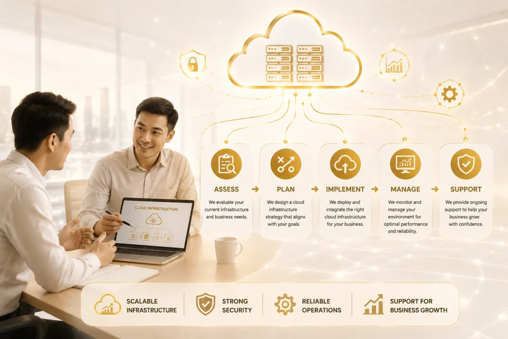 Cloud infrastructure solutions for assessment, planning, management, and business growth